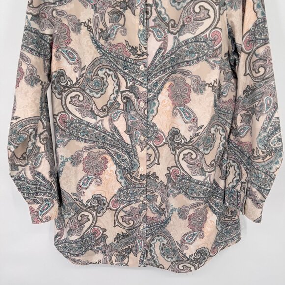 Chicos 2 No-Iron Paisley Button-Down Shirt Size large Womens tunic blouse - Picture 5 of 15